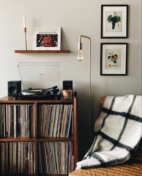 Bed To Sofa, Vinyl Corner, Townhome Decorating, Wall Chair, Vinyl Room, Music Corner, Record Room, Record Stand, Back To Bed