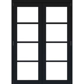 Black French Doors Interior, Black French Doors, Internal French Doors, Indoor Doors, Preppy Room Decor, Black Bedroom, Black French, Uk Homes, Door Sets