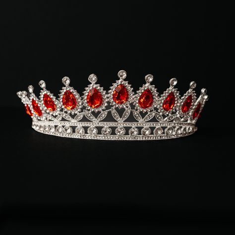 Ruby Tiaras And Crowns, Prom Tiaras, Silver Tiara, Red Crown, Garnet Gem, Ruby Crystal, Diamond Tiara, Silver Crown, Silver Accessories