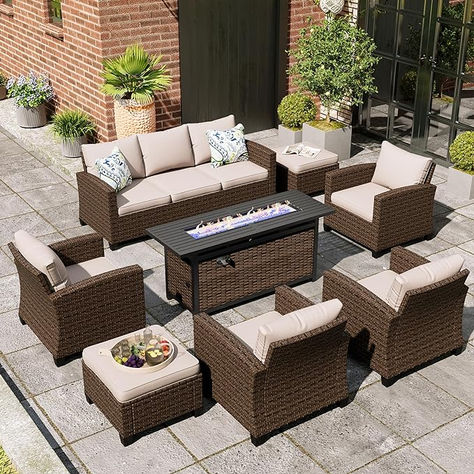 Table Beige, Outdoor Conversation Sets, Relaxing Outdoors, Gas Fire Pit Table, Outdoor Comfort, Backyard Deck, Single Chair, The Embrace, Dream Backyard