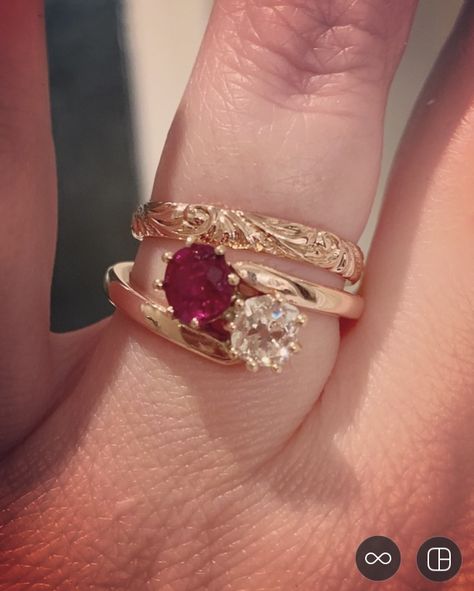 Toi Et Moi Bypass ruby and diamond engagement ring wedding ring Ruby Pearl Diamond Ring, Toi Et Moi Ruby And Diamond, Toi Et Moi Engagement Rings Ruby, Ruby And Diamond Toi Et Moi Ring, Toi Et Moi Ring Stack, Ruby And Diamond Engagement Ring, Toi Et Moi Ring With Wedding Band, Ruby And Pearl Ring, Engaged Rings