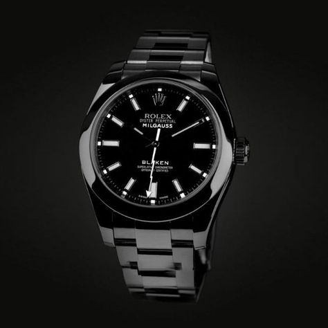 Rolex Milgauss by Blaken Black Rolex, Rolex Milgauss, Amazing Watches, Rolex Watch, Stylish Watches, Luxury Sunglasses, Luxury Watches For Men, Beautiful Watches, G Shock