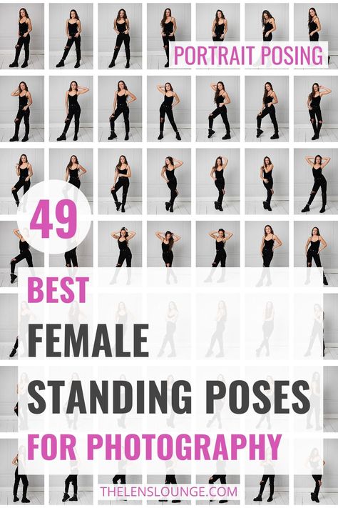 49 best female standing poses photography. Female poses for photoshoot in a photo studio or outdoors for female portraits & fashion photography. Easy to copy photography poses to use for your next fashion photoshoot or portrait photoshoot for senior photography, modeling photography, corporate portraits and headshot photography. Female photoshoot poses studio | female photoshoot poses standing | Best poses for pictures women | Women poses | women standing poses Portrait Standing Poses, Upper Body Poses Photography, Women’s Poses, Portrait Posing For Women, Fashion Photography Poses Outdoors, Easy Picture Poses Standing, Leg Model Poses, Womens Photoshoot Poses, Good Poses For Pictures Standing