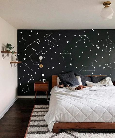 Zodiac 12 Constellation Wall Sticker and 70 Stars Decal, Zodiac Gift, Wall Decor Constellation Nursery, Night Sky Constellations, Constellations Zodiac, Constellation Wall, Space Themed Room, Star Decals, Space Room, Apartment Decor Inspiration, Big Boy Room