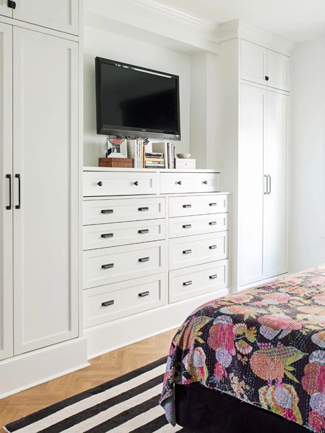 built-in-wall-storage-drawers-cabinets-6298006d Built In Bedroom Cabinets, Built In Bedroom, Design Ložnic, Bedroom Built Ins, Bedroom Wall Units, Diy Bedroom Storage, Bedroom Built In Wardrobe, Built In Dresser, Storage Solutions Bedroom