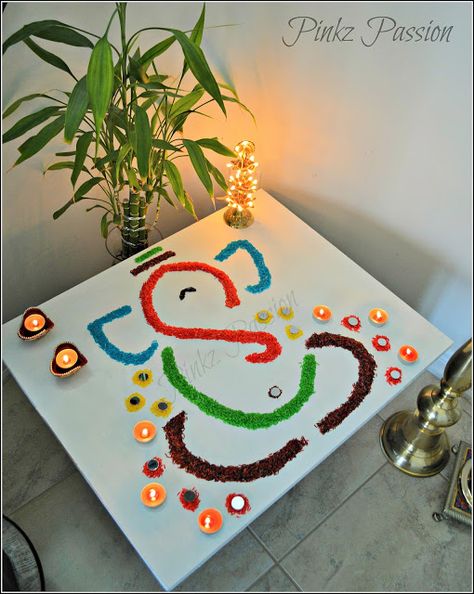 Diwali Décor, Diwali home décor, Diwali Inspiration, easy rangoli design, Ganesha rangoli, Rangoli, Rangoli Designs, rangoli with mirrors, rice rangoli design Rice Rangoli, Diwali Inspiration, Ganesha Rangoli, Backdrop Simple, Easy Rangoli Design, Designs Rangoli, Ganesh Chaturthi Decoration, Diwali Ideas, Ganapati Decoration