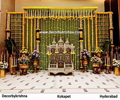 When tradition meets devotion, our hearts and home are truly blessed. Sathyanarayana Swamy Pooja Decor by Sukanya @decor_by_vaishnavi of #kokapet branch #hyderabad #sathyanarayanapooja #sathyanarayanavratham🕉️🙏 #housewarming #gruhapravesam #poojaDecor #decorbykrishnakokapet @decorbykrishna is a unit of @pellipoolajada Traditional Decorations using only Natural materials #noplastic #nofloralfoam  #nothermocoal #nostyrofoam #ecofriendlywedding  #pellikooturu #pellikoduku  #mangalasnanam  ... Satyanarayana Swamy Pooja Decoration, Satya Narayana Pooja Decoration, Pellikoduku Decorations At Home, Sathyanarayana Pooja Decoration At Home, Sathyanarayana Swamy, Pooja Decoration Ideas At Home, Pooja Backdrop Decoration, Decor By Krishna, Pellikoduku Decor