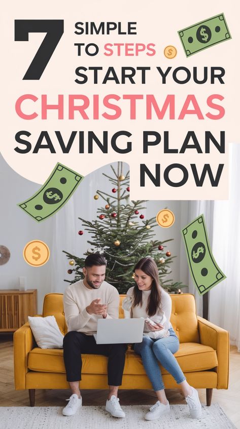 pin showing how to start your Christmas saving plan to save money these holidays for better money management Saving For Christmas, Saving Money For Christmas, Christmas Savings Plan, Save 1000, A Simple Christmas, High Interest Savings Account, Saving Plan, Christmas Savings, Free Budget