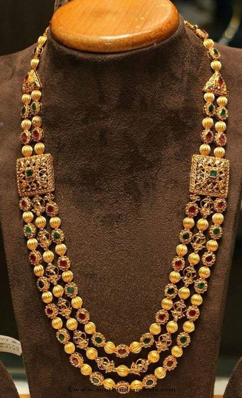 Multilayer haram from Chandra Sekhar Jewellers Diamond Haram, Latest Gold Jewellery Designs, Latest Gold Jewellery, Antique Gold Jewelry Indian, Gold Jewelry Simple Necklace, Beautiful Gold Necklaces, Antique Jewelry Indian, Jewelry Designing, Wedding Jewellery Collection