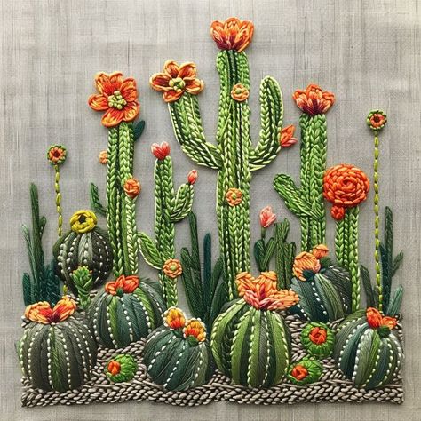 Cactus Embroidery, Nature Craft, Clothes Embroidery Diy, Simple Hand Embroidery Patterns, Embroidery Lessons, Diy Embroidery Designs, Hand Embroidery Projects, Hand Embroidery Flowers, Embroidery Flowers Pattern