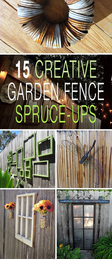 Lots of great ideas & projects to spruce up and decorate your garden fence! • 15 Creative Garden Fence Spruce-Ups! #gardenfencedecorating #fencedecorating #fencedecor #gardenfencedecor #DIYgardenfencedecor #DIYgardenprojects #DIY Backyard Fence Decor, Garden Fence Ideas, Tattoo Plant, Diy Garden Fence, Diy Fence, Fence Art, Fence Decor, Creative Gardening, Fence Ideas