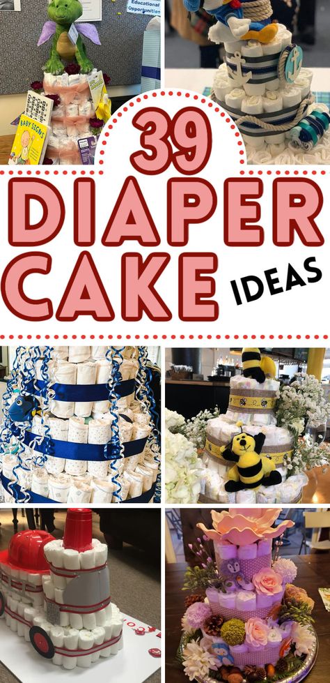 How To Make Nappy Cakes, Diaper Baby Shower Centerpieces, How To Make A Nappy Cake, Cute Diaper Gift Ideas, Diaper Designs Ideas, Unique Baby Shower Centerpieces, Nappy Cake Ideas Diy Boy, How To Diaper Cake, Diaper Creations Diy