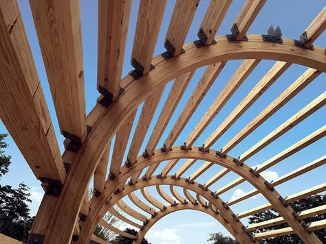 Curved Glulam Beams Create Unique Cocoon House | Wood Times Blog Glulam Beams, Beam Structure, Timber Architecture, Pavilion Architecture, Timber Roof, Wood Architecture, Timber Beams, Timber Structure, Curved Wood