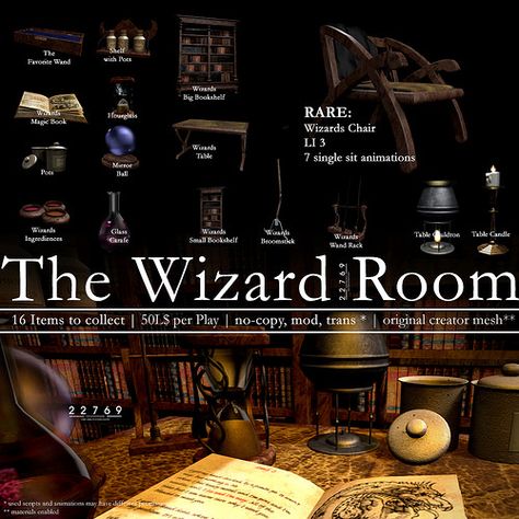 22769 ~ [bauwerk] The Wizard Room for Fantasy Gacha Carnival | by manuel ormidale Wizard Lair Aesthetic, Wizard Room Decor, Wizard Room Aesthetic, Wizard Aesthetic Dnd, Wizard Decor, Big Bookshelf, Wizard Room, Wizard Decorations, Dnd Wizard