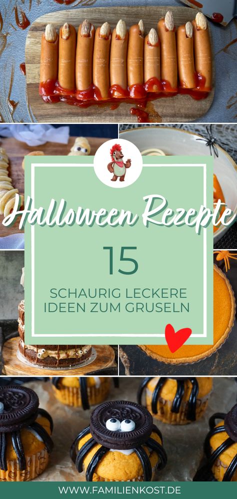 Du planst eine gruselige Kinderparty zu Halloween, dir fehlen aber noch die passenden Halloween Rezepte? Spinnen, Blut und Maden sind eklig? Dann schau dich mal in unseren Halloween-Ideen und Rezepten mit Bild für eine schaurige Halloween-Party um. Ich wette, deine Kinder werden begeistert sein. Familienkost.de, Halloween Rezepte herzhaft, Halloween Rezepte gruselig, Halloween Rezepte Fingerfood, Halloween Muffins, Halloween Torte, Würstchen Mumien, abgehackte Finger, Spinnen Muffins Halloween Muffins Kids, Finger Foods Halloween, Halloween Party Finger Foods, Halloween Food Party, Fingerfood Halloween, Backen Halloween, Muffin Halloween, Halloween Snacks For Party, Halloween Finger Food