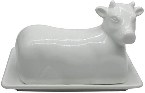 Amazon.com | Butter Dish Cow Shaped White Ceramic/Porcelain by Chefcaptain: Butter Dishes Butter Bell, Ceramic Butter Dish, Best Butter, Cow Decor, Cow Head, Ceramic Porcelain, White Cow, A Cow, Porcelain Ceramics