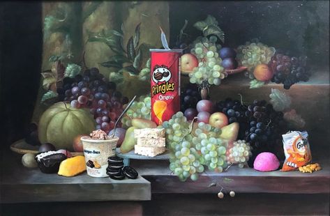 Dave Pollot, Office Paintings, Thrift Store Art, Pringles Original, Appropriation Art, Drawing Aesthetic, Tim Walker, Still Life Photos, Art Parody