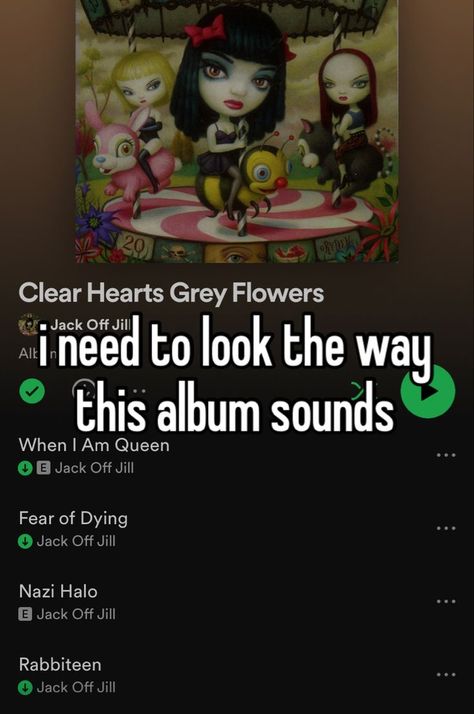 #clearheartsgreyflowers #jackoffjill #jessickaaddams Playlist Album Covers, 2000s Rockstar, Jack Off Jill, Music Disc, Music Recs, Road Kill, Clear Heart, Playlist Ideas, Music Nerd