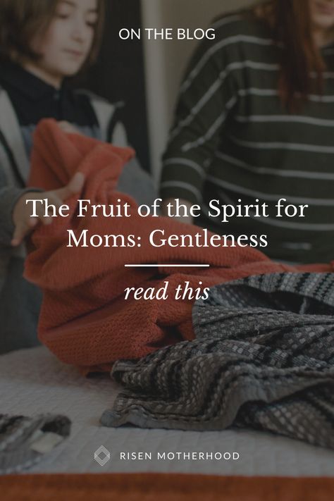 The Fruit of the Spirit for Moms: Gentleness | Risen Motherhood | It’s counter-cultural to meet our children’s failures and sinful rebellion with grace, but Christ gives us the power to see these as opportunities to experience more of the gospel. As God daily exposes our sin and theirs, we better grasp his gentle character and grow in reflecting that gentleness ourselves. Click to read the full article from Paul David Tripp! Biblical Motherhood, Paul David Tripp, Risen Motherhood, Character Qualities, Christian Motherhood, The Fruit Of The Spirit, Images Of Christ, Mom Fall, List Of Characters