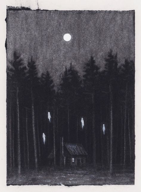 Arte Hippy, Forest Drawing, Forest Illustration, Occult Art, Forest Painting, Gothic Aesthetic, Cabin In The Woods, Forest Art, Wow Art