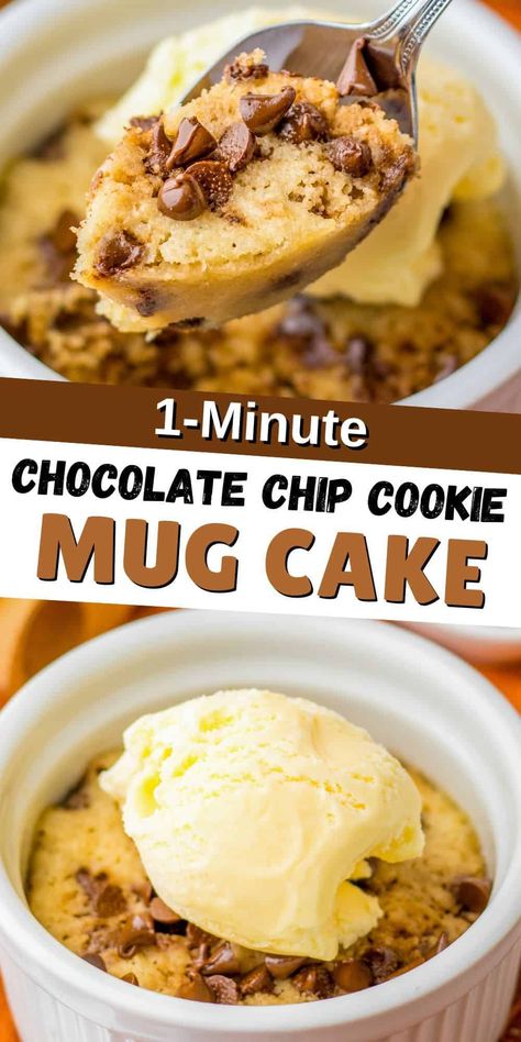 Make this easy 1-minute Microwave Chocolate Chip Cookie recipe anytime you have a craving for a warm freshly baked chocolate chip cookie. All you need are a few simple pantry ingredients! Cookies Recipes Microwave, Easy Microwave Desserts, Mug Cookie Recipes, Microwave Desserts, Mug Dessert Recipes, Microwave Chocolate Chip Cookie, Mug Cookie, Microwave Dessert, Cookie Bars Easy