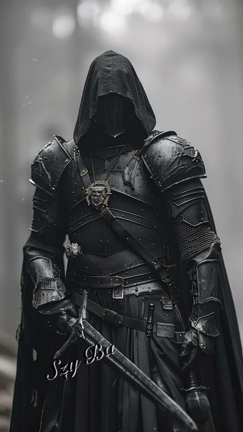 Black Armor, Angel Warrior, Knight In Shining Armor, Knight Art, Knight Armor, Medieval Knight, Fantasy Armor, Blackest Knight, Fantasy Aesthetic