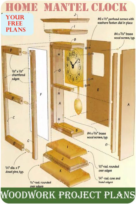 Wooden Mantel Clock | Projects that Sell Woodworking Clock Projects, American Colonial Decor, Craftsman Clocks, Vintage Woodworking Plans, Woodworking Plans Clocks, Wooden Clock Plans, Woodwork Plans, Antique Mantel Clocks, Workshop Projects