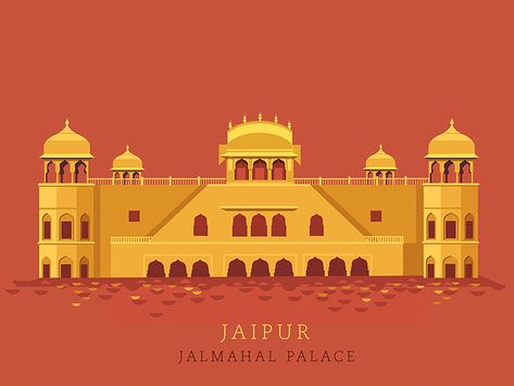 Jalmahal Palace - Jaipur by ranganath krishnamani Jaipur Monuments, Jaipur Illustration, Jaipur Architecture, Jaipur Travel, History Illustration, History Infographic, India Poster, Nasa History, Anime Pixel