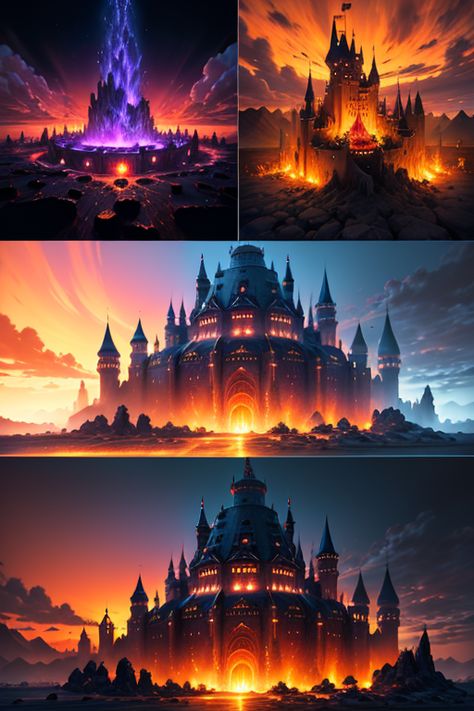 Palace Fantasy Fire, Fire Princess Fantasy Art, Fantasy Fire Kingdom Aesthetic, Fire Castle Fantasy Art, Fire City Fantasy Art, Fire Castle Aesthetic, Fire Kingdom Fantasy Art, Fantasy Fire Kingdom, Fire Kingdom Aesthetic