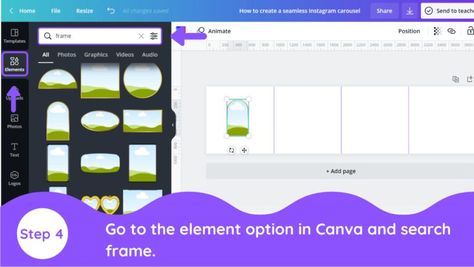 How to Create a Seamless Instagram Carousel in Canva - Blogging Guide Canva Carousel Template, Instagram Scrapbook Post Carousel, Instagram Carousel Collage, Seamless Carousel Instagram, Carousel Post Instagram, Instagram Carousel Design, Instagram Carousel Template, Canva Inspiration, Canva Hacks