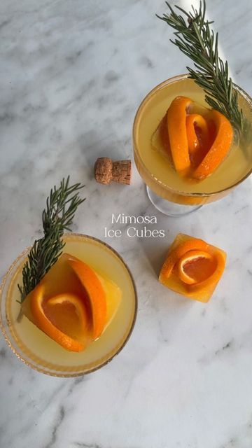 Frozen Orange Juice Cubes Mimosa, Mimosa Orange Juice Cubes, Orange Slice Garnish, Orange Rose Ice Cubes, Orange Ice Cube Mimosas, Christmas Mimosa Ice Cubes, Orange Juice Ice Cubes, Orange Juice Ice Cubes Mimosa, Ice Cubes For Mimosas