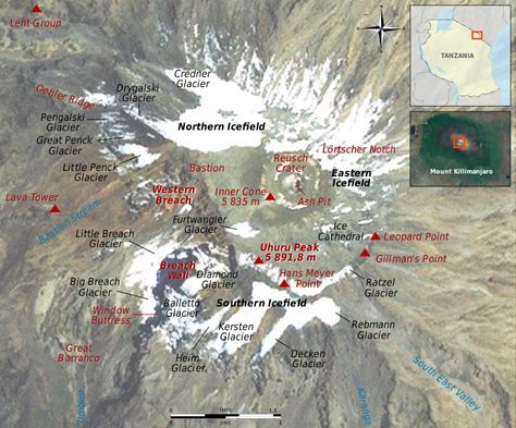 MT Kilimanjaro Summit | File:Mount Kilimanjaro Summit photomap-en.svg - Wikimedia Commons Mount Kilimanjaro, South Sudan, Democratic Republic Of The Congo, Liberia, Ivory Coast, Zimbabwe, Republic Of The Congo, Best Places To Travel, Sierra Leone