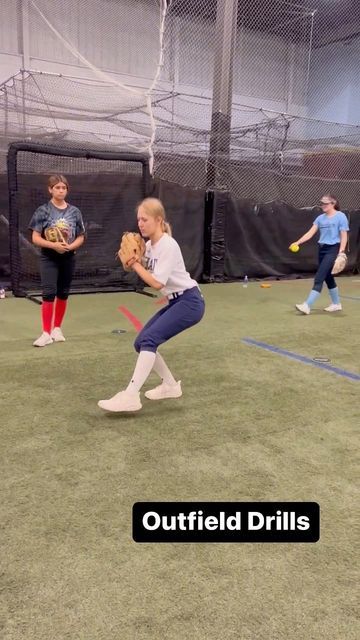 Softball Throwing Drills For Beginners, Throwing Drills For Softball, Outfield Drills For Softball, Outfield Drills Baseball, Softball Outfield Drills, Outfield Softball Drills, Softball Throwing Drills, Baseball Training Drills, Youth Baseball Drills