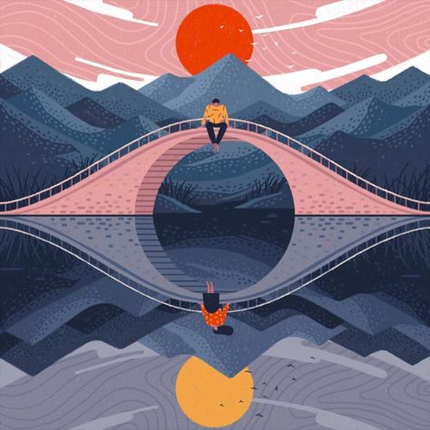 Veerle's Blog 4.0 | Valentine Bridge Infinite Illustration, Welcome Animation, October Drawings, Retro Space Aesthetic, Journey Illustration, Yukai Du, Bridge Drawing, Bridge Artwork, Camberwell College Of Arts