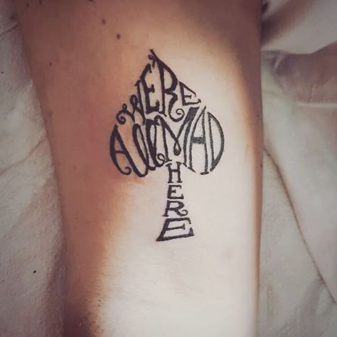 All Mad Here Tattoo, We're All Mad Here Tattoo, Here Tattoo, Ace Of Spades Tattoo, Alice And Wonderland Tattoos, Spade Tattoo, Serpent Tattoo, Literary Tattoos, Wonderland Tattoo