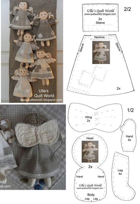 Dekoratívne Vence, Rag Doll Pattern, Angel Crafts, Fabric Toys, Angel Doll, Waldorf Dolls, Sewing Dolls, Christmas Sewing, Sewing Toys