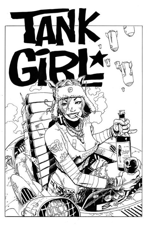 Tank Girl Art, Tank Girl Comic, Jamie Hewlett Art, Now Quotes, Post Apocalyptic Fashion, Jamie Hewlett, Apocalyptic Fashion, Comic Style Art, Bd Comics