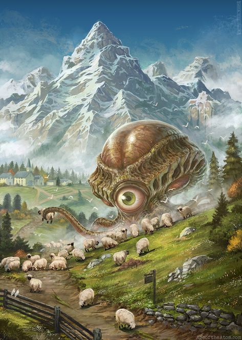 THE CRAWLING EYE Landscape Animation, Lovecraft Mythos, Horror Ideas, Surrealistic Art, Npc Ideas, Weird West, Creature Fantasy, Lovecraftian Horror, Arte Peculiar