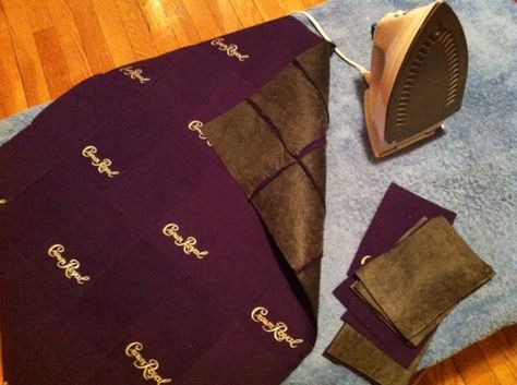 A Bartenders Dilemma: What do we do with all the Crown Royal Bags? | Rake and Make Crown Royal Bags Ideas, Crown Royal Diy, Crown Royal Crafts, Crown Royal Quilt, Crown Royal Bottle, Crown Royal Bags, Crown Crafts, Diy Crown, Bags Ideas