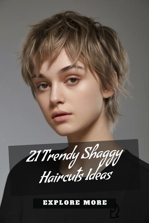 Discover the effortless charm of shaggy short hair with these chic and trendy haircuts. Embrace a carefree and low-maintenance style with short shag hairstyles that add texture and volume to your look. Whether you're going for a edgy or bohemian vibe, short shaggy haircuts are versatile and oh-so-stylish. Take the plunge and revamp your look with these inspiring shaggy haircut ideas! Short Shag Haircuts For Thick Hair, Short Shaggy Haircuts With Bangs, Low Maintenance Short Hair, Short Shaggy Hair, Shaggy Cut, Shaggy Haircut, Curly Shag Haircut, Short Shaggy Haircuts, Textured Bangs