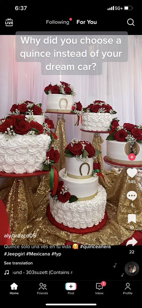 Red And Gold Western Quince, Elegant Western Quinceanera, Red And Gold Cake Quinceanera, Red Quince Theme Cake, Quince Cakes Charro, Horse Theme Quincenera, Quince Decorations Red And Gold Charro, Red Charro Quinceanera Decorations, Charro Table Decorations