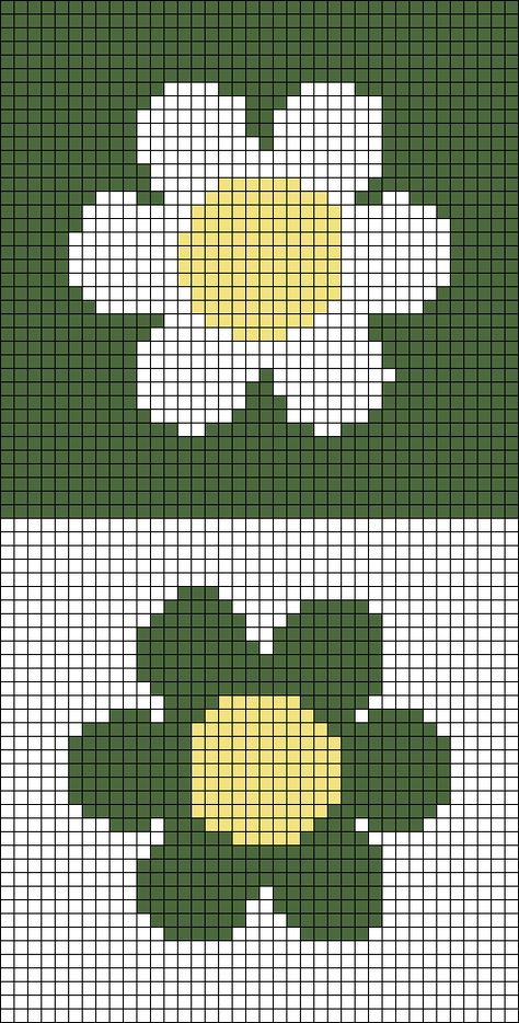 Alpha pattern #150371 | BraceletBook Crochet Tapestry Square, Tapestry Flower Pattern, Alpha Pattern Granny Square, Pixel Art Two Color, Pixel Art Pattern Square, Tulip Alpha Pattern, Alpha Patterns Crochet Flower, Granny Square Grid Pattern, Daisy Alpha Pattern