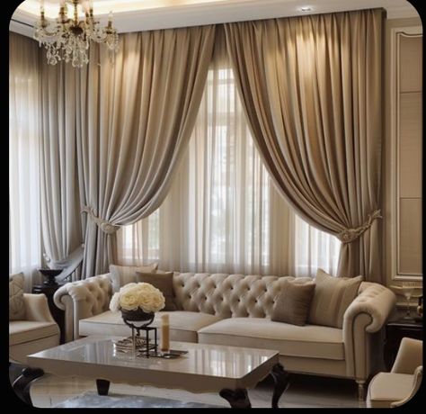 Fancy Curtains, Classy Rooms, Living Room Curtain, Bedroom Color Combination, Layered Curtains, Dollar Store Hacks, Elegant Curtains, Decorating Your Living Room, Minimalist Furniture