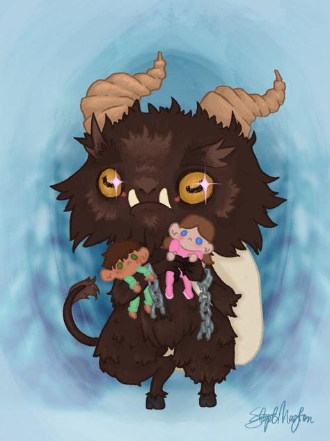 Adorable Krampus Cute Krampus, Krampus Art, Christmas Tattoo, Creepy Christmas, Alternative Christmas, Christmas Jingles, Fantasy Creatures Art, Cute Little Drawings, Christmas Joy