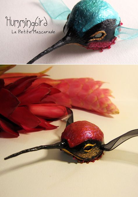 Hummingbird Costume Diy, Hummingbird Mask, Hummingbird Costume, Bird Tattoo Neck, Phoenix Costume, Red Hummingbird, Tiny Bird Tattoos, Whimsical Nature, Bird Costume