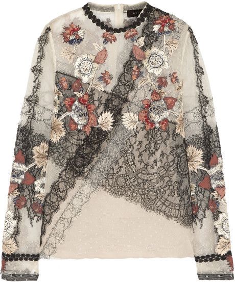 Love this: Jillian Embroidered Point Desprit and Lace Top @Lyst Biyan Fashion, Upcycle Inspiration, Brown Lace Top, Working Outfit, Embroidered Lace Top, Lacy Tops, Embroidered Shirts, Embroidery Top, White Lace Top