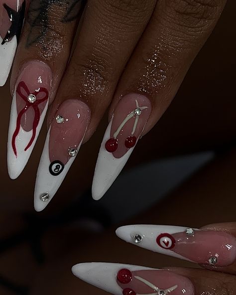 🎱🍒🎀⭐️ ☆ Products Used | Shell Pink x @shopagaloreco Gel White-479 x @melodysusie_official ☆ Follow @kryliczxnadia fore more ☆ #gelxnails #gelx #nails #longalmondnails #frenchtip #8ball #instagramnails #nailsofinstagram #nailsnailsnails #3dnails #nails2inspire #nailinspiration #nailinspo #exoticnails #baddienails #bougienails #nailcontent #nailpics #centraltx #templetx #explorepage #explore #kryliczxnadia Long Almond Nails, Exotic Nails, Shell Pink, Instagram Nails, 3d Nails, Nails Inspiration, Nail Inspo, Nails, Pink