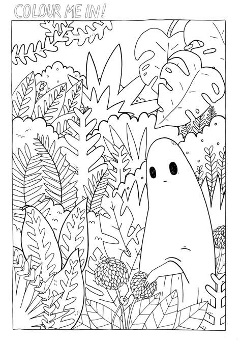 Coloring Pages Aesthetic Indie, Nature Coloring Pages For Adults, Coloring Sheets Aesthetic, Ghost Coloring Pages, Adult Coloring Designs, Free Adult Coloring Pages, Club Color, Cool Coloring Pages, Coloring Book Art