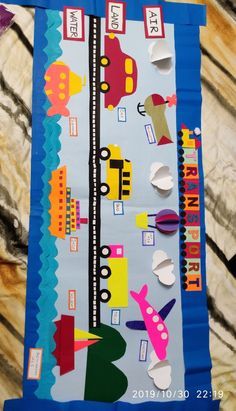 Transportation Board Preschool, Transportation Theme Preschool Decoration, Transport Board Ideas Classroom Displays, Evs Project Ideas For Class 2, Transport Decoration Ideas, Transport Bulletin Board Ideas, Transport Display Board, Softboard Ideas For Kindergarten, Transportation Theme Board Preschool