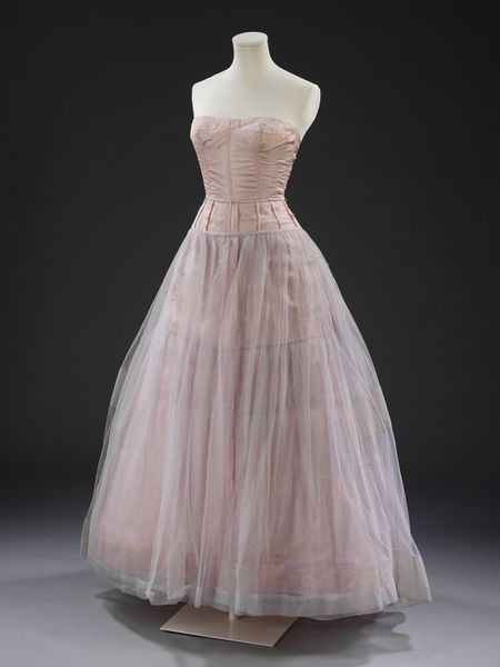 1957, France - Evening dress by Jacques Fath (petticoat, underdress) - Machine-made lace, silk lined with cotton, boned, net, plastic and nylon, and velvet Wedding Dress Styles Chart, Crinoline Skirt, Jacques Fath, Pale Lilac, Unique Prom Dresses, Corset Bodice, Dress Silk, Vintage Couture, Lace Evening Dresses